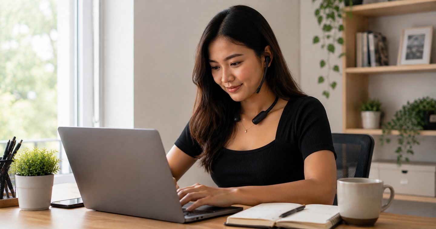 Virtual assistant Mia working with international clients